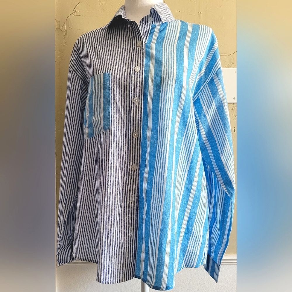 Wild Fable Striped With Collar Size XS Button Down Blouse